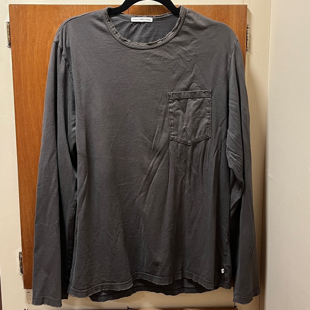 James Perse Charcoal Distressed Tee